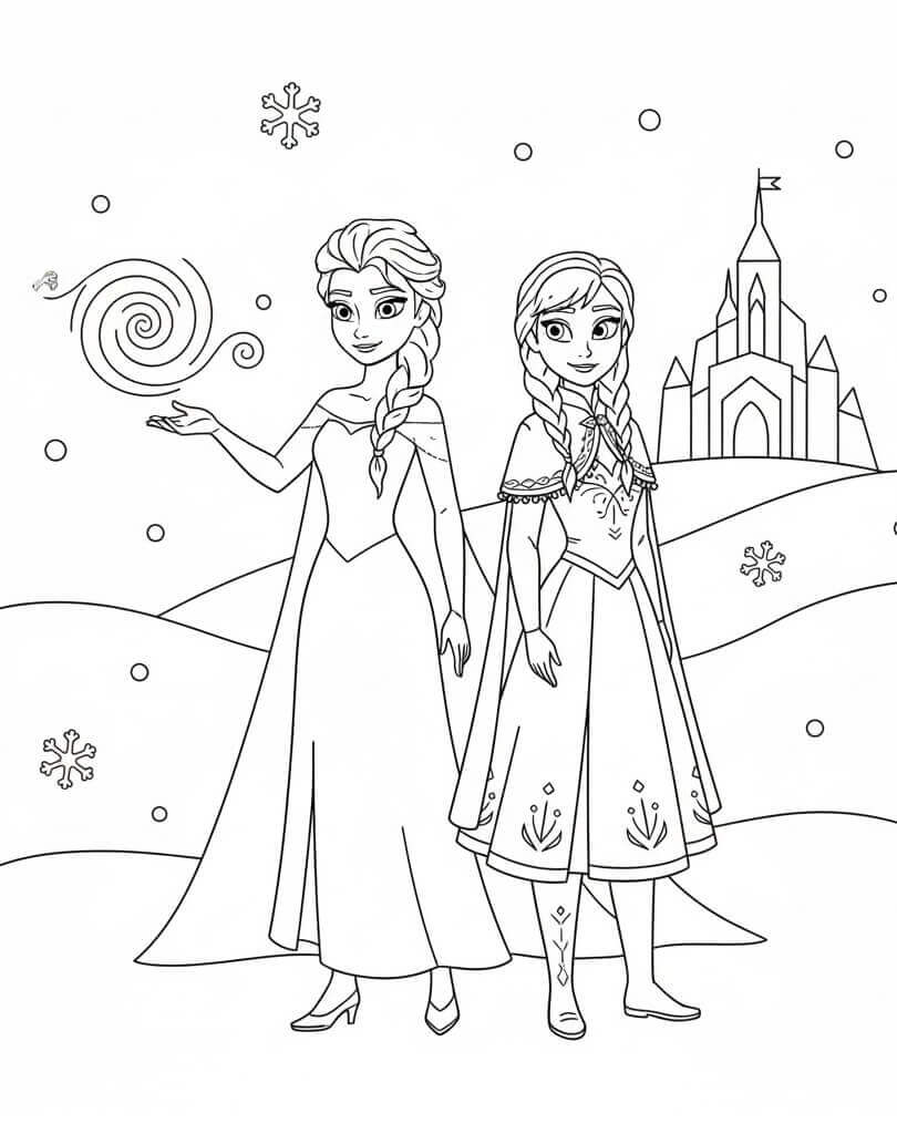 Úžasné Elsa a Anna omalovánka