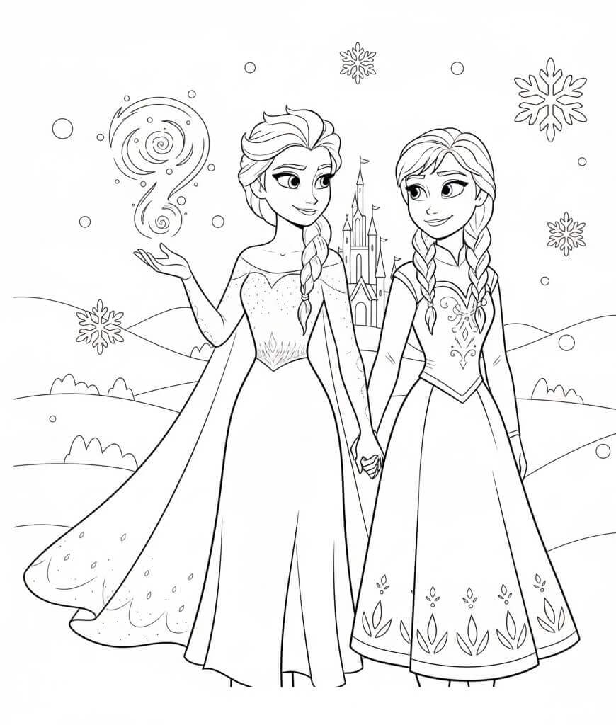 Velmi Roztomilé Elsa a Anna omalovánka
