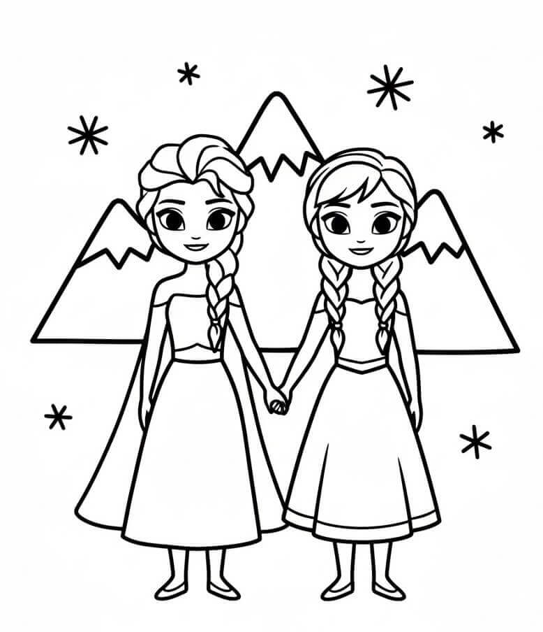 Veselé Elsa a Anna omalovánka