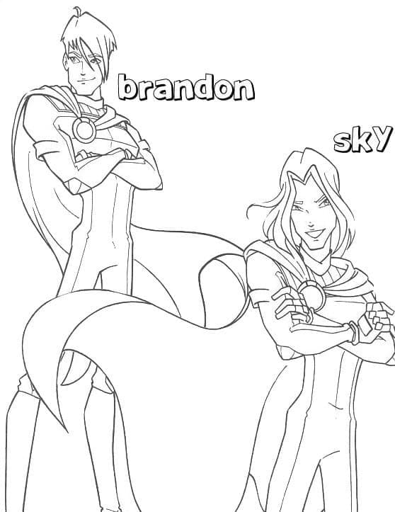 Winx Club Brandon a Sky omalovánka