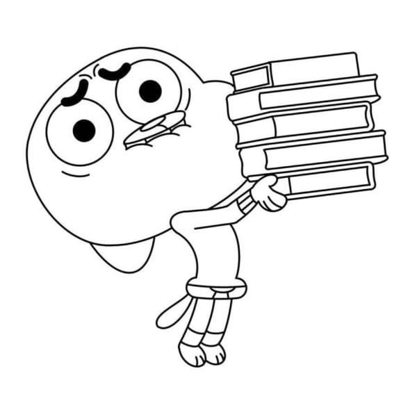 Gumball s Knihami omalovánka