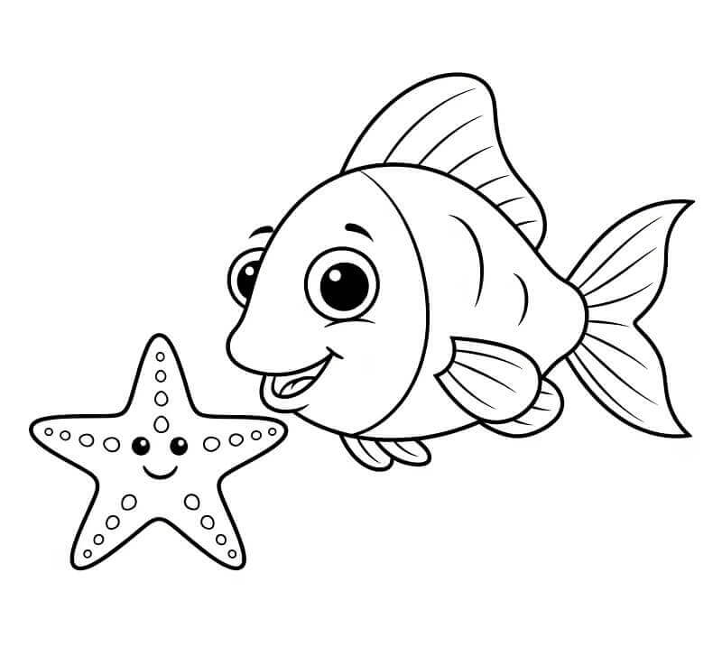 Hvězdice a Ryba omalovánka