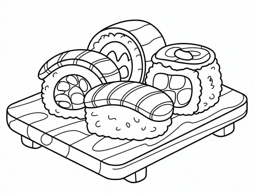 Japonské Sushi omalovánka