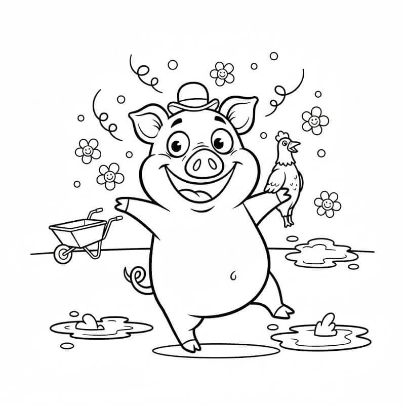 Jednoduché Prasátko omalovánka