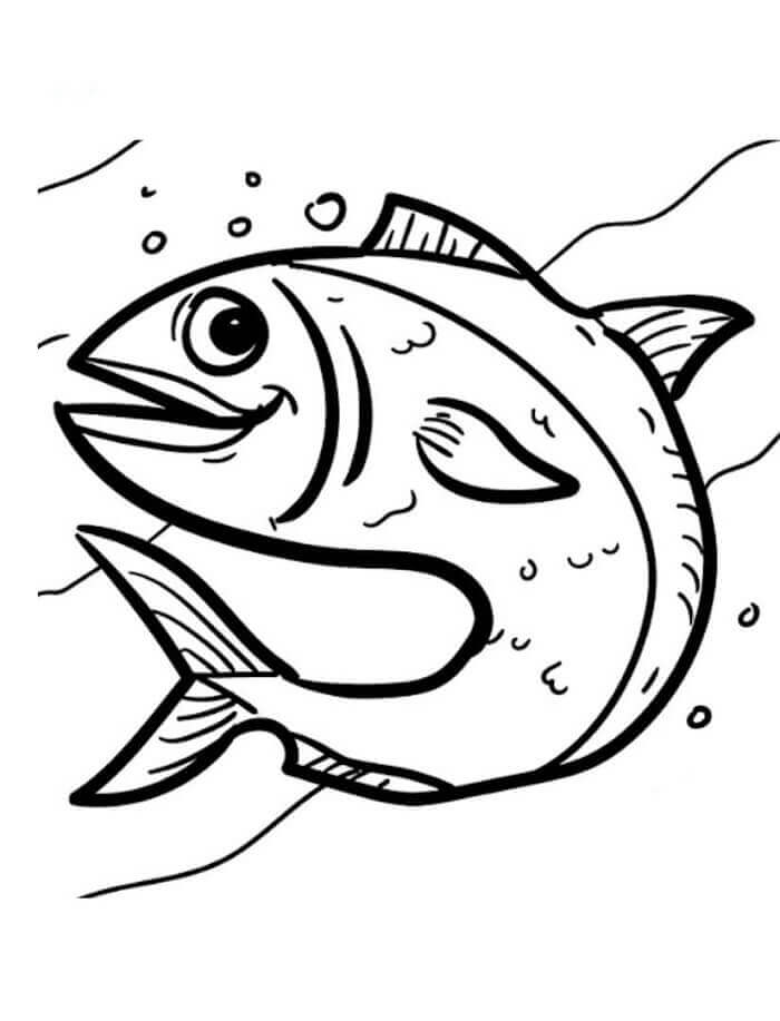 Kreslená Komická Ryba omalovánka