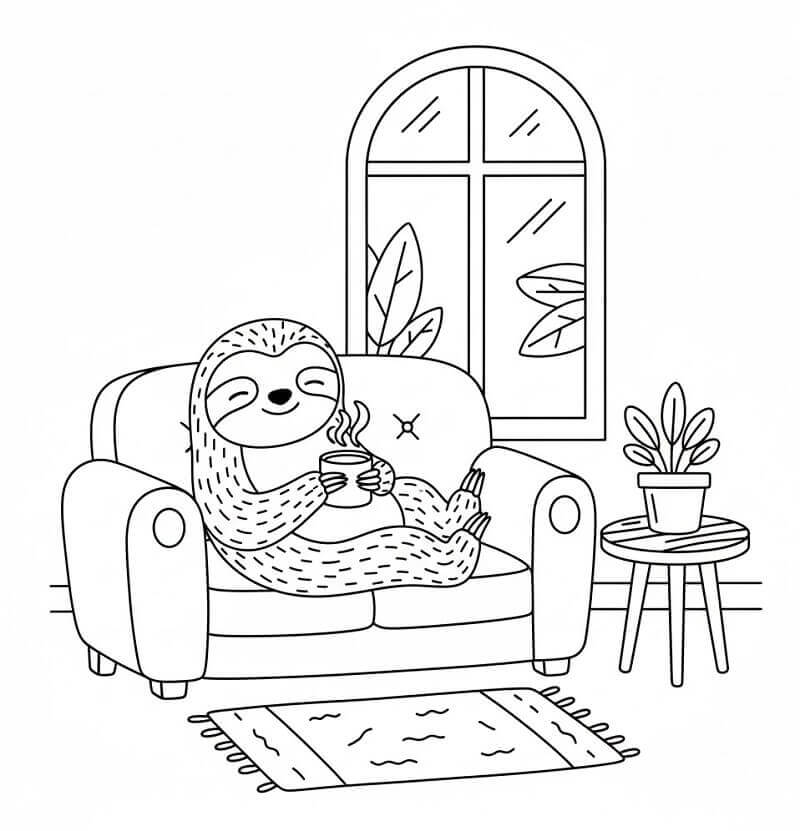 Lenochod Doma omalovánka