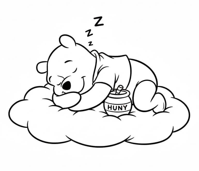 Medvídek Pú spí omalovánka