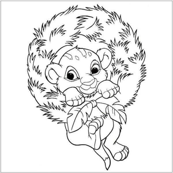 Miminko Simba o Vánocích omalovánka