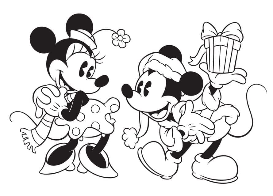 Minnie a Mickey o Vánocích omalovánka