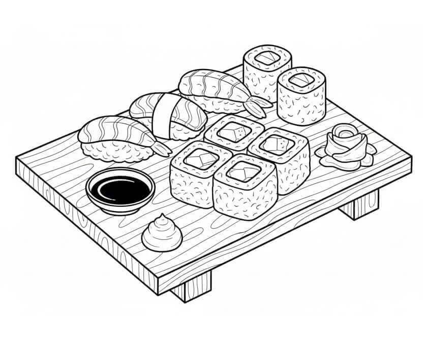 Nádherné Sushi omalovánka