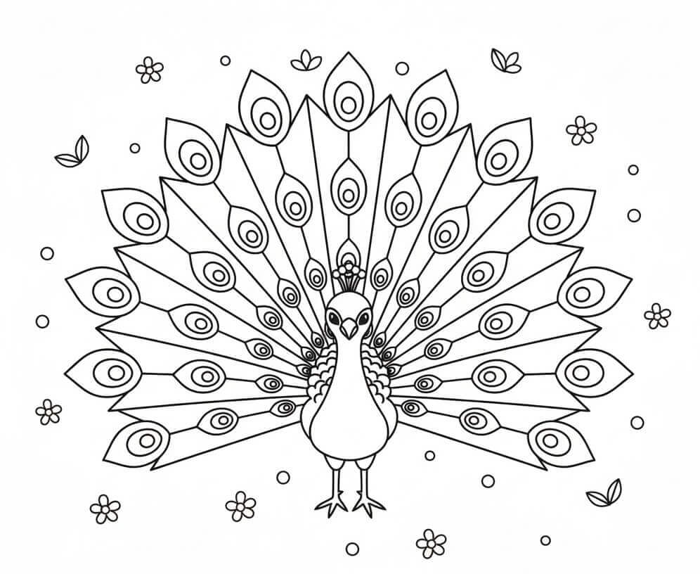 Perfektní Páv omalovánka