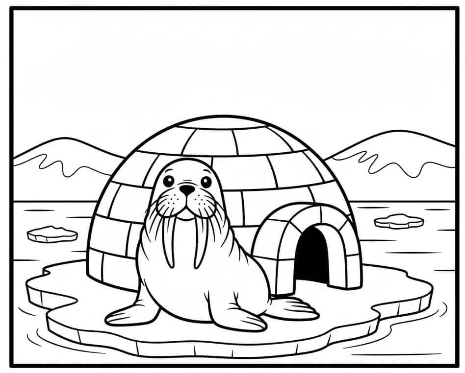 Přátelský Mrož omalovánka