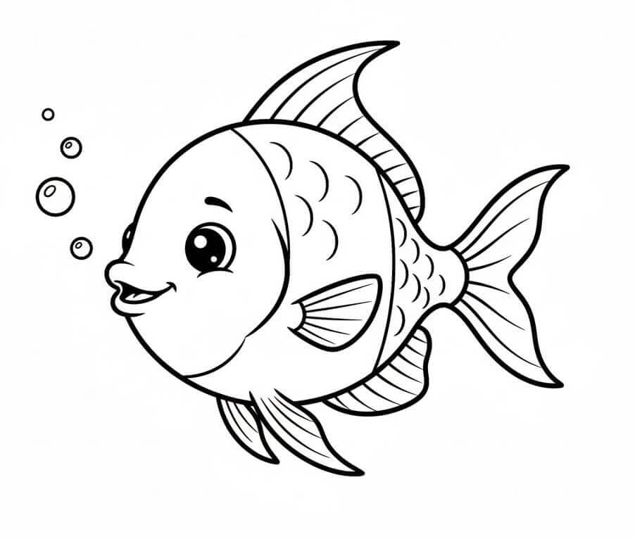 Roztomilá Rybička omalovánka