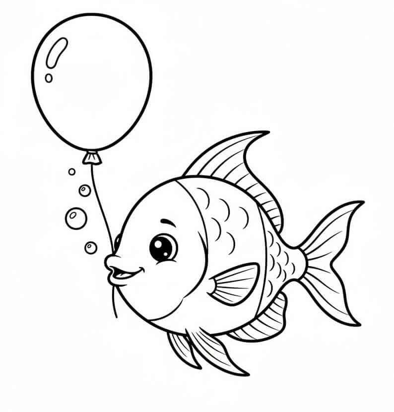 Rybička s Balónkem omalovánka
