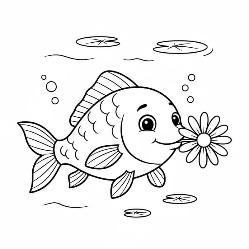 Rybička s Květinou omalovánka