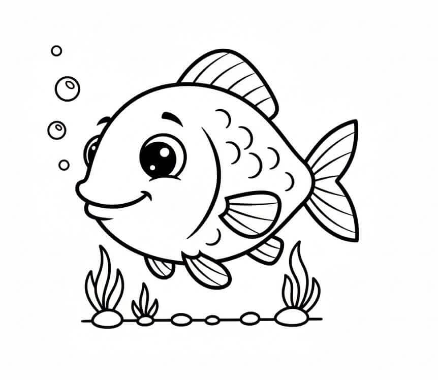 Šťastná Ryba omalovánka
