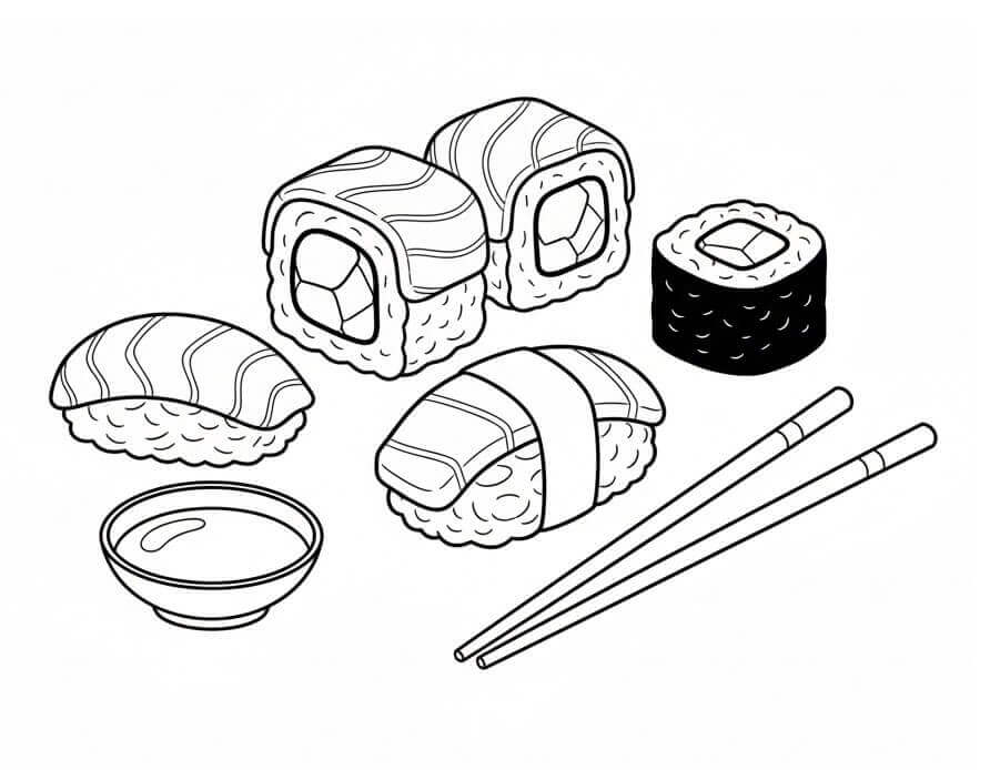 Sushi Jídla omalovánka