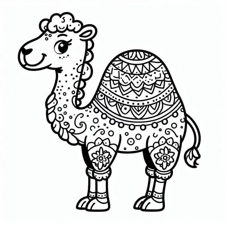 Tisk Velbloud omalovánka