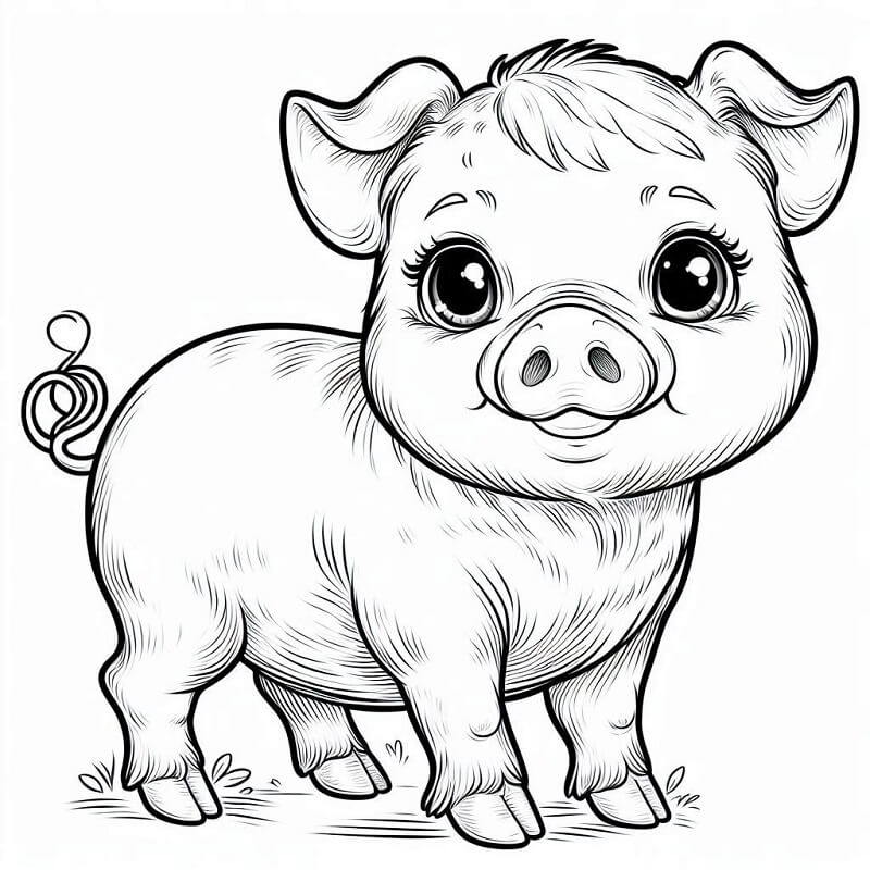 Tisknutelný Obrázek Prasátko omalovánka