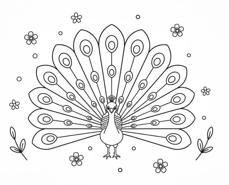 Základní Páv omalovánka
