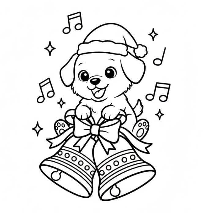 Pes a Vánoční Zvonek omalovánka
