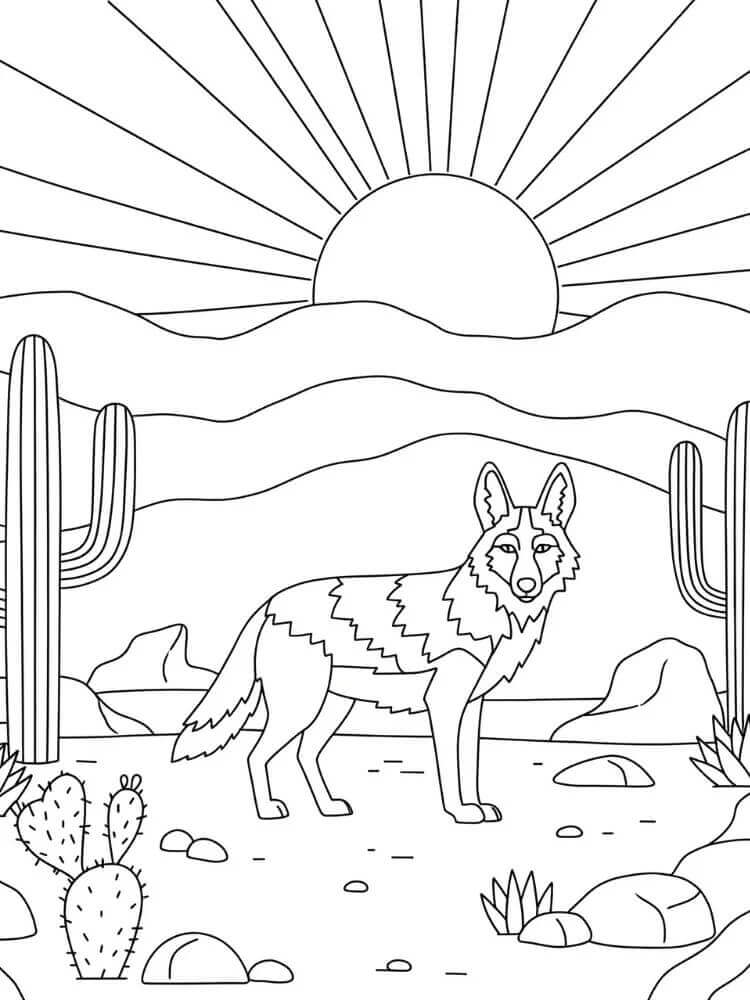Pouštní Kojot omalovánka