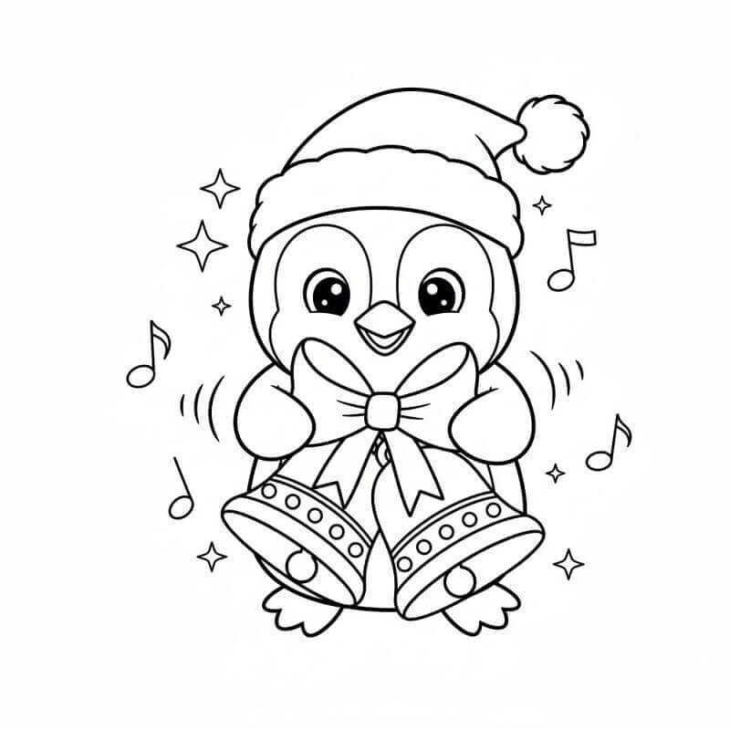 Tučňák a Vánoční Zvonek omalovánka